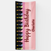 Happy Birthday Personalisiert Name Niedlich Cake Banner (Vertikal)