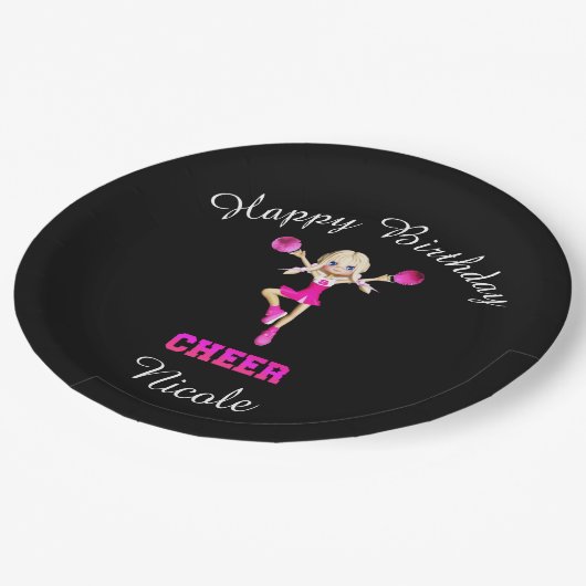 "Happy Birthday" Personalisiert Pappteller (Schrägansicht)