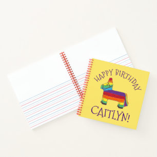Happy Birthday Personalisiert Rainbow Donkey Piñat Notizbuch