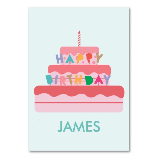Happy Birthday Personalisiert Table Card Tischnummer (Vorderseite)