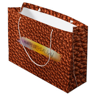 Happy Birthday Personalisiert trendy modern Brown Große Geschenktüte
