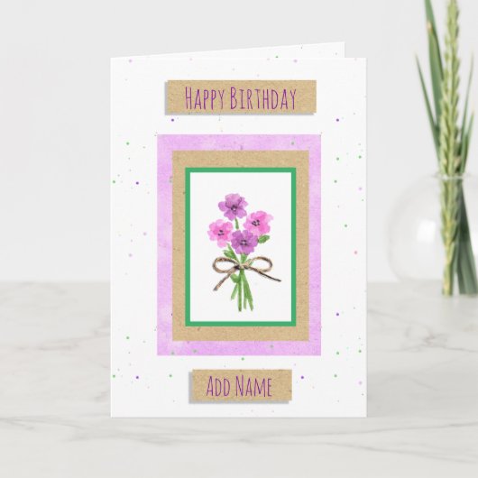 Happy Birthday Personalisiert Watercolor Blume Karte (Vorderseite)