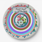Happy Birthday Personalisierte Blume Plate, Custom Pappteller (Vorderseite)