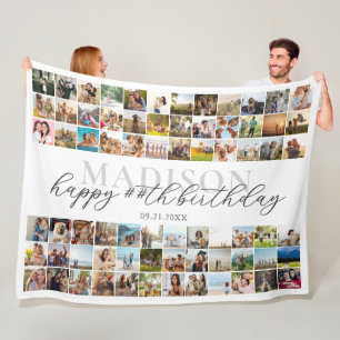 Happy Birthday Personalisierte FotoCollage Fleecedecke