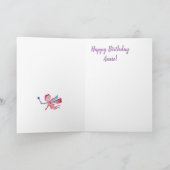 Happy Birthday Personalisierte rosa Märchenkarte Karte (Innenseite)