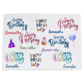 Happy Birthday Personalisierter Name des benutzerd Große Geschenktüte (Vorderseite)