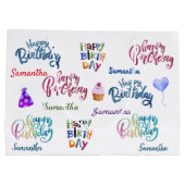 Happy Birthday Personalisierter Name des benutzerd Große Geschenktüte (Rückseite)