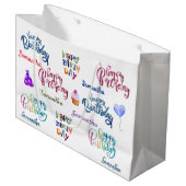 Happy Birthday Personalisierter Name des benutzerd Große Geschenktüte (Vorderseite Schrägansicht)