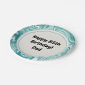 Happy Birthday Personalize Blue Liquid Marble Pape Pappteller (Schrägansicht)