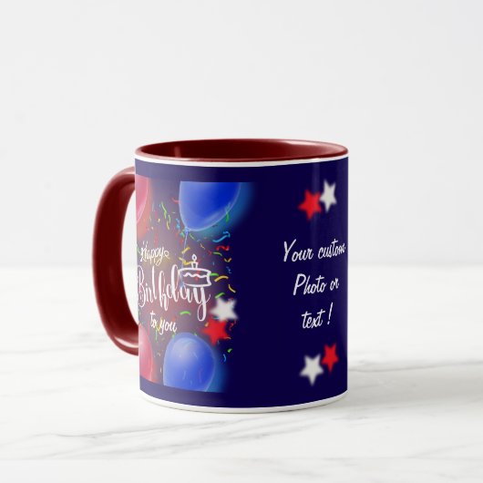 Happy Birthday personalize Dark Gift Tasse (Vorderseite Links)