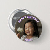 Happy Birthday Personalized Face Pins Birthday Button (Vorne & Hinten)