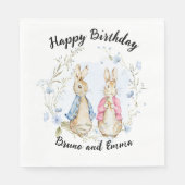 Happy Birthday Peter und Flopsy Rabbit Serviette (Vorderseite)