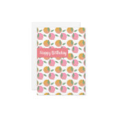 Happy Birthday Pfirsiche und Orangen Frucht Karte (Vorderseite/Rückseite Beispiel)
