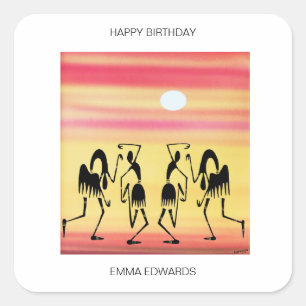 Happy Birthday Phantastisch Break Dance Quadratischer Aufkleber