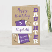 Happy Birthday phantastisch Daughter lila rustikal Karte (Vorderseite)