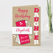 Happy Birthday phantastisch Daughter rot rustikal Karte (Vorderseite)