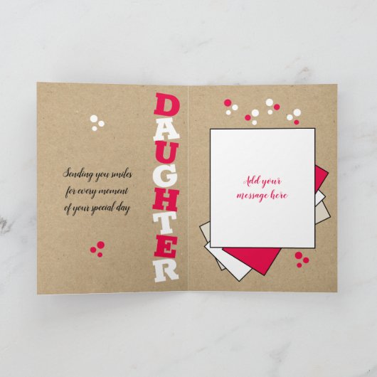 Happy Birthday phantastisch Daughter rot rustikal Karte (Innenseite)