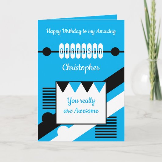 Happy Birthday phantastisch Enkel Blau Karte (Vorderseite)