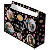 Happy Birthday Photo Collage Any Age 21st Pink Große Geschenktüte (Vorderseite Schrägansicht)