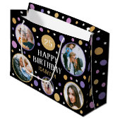 Happy Birthday Photo Collage Any Age 25th Purple Große Geschenktüte (Vorderseite Schrägansicht)