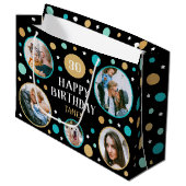 Happy Birthday Photo Collage Any Age 30th Teal Große Geschenktüte (Vorderseite Schrägansicht)