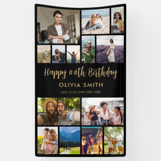 Happy Birthday Photo Collage Party Banner (Vertikal)