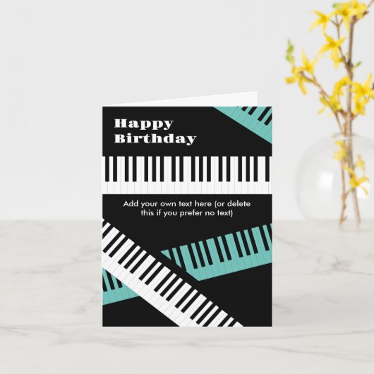 Happy Birthday Piano Keyboard Keys Modern Music Karte (Gelbe Blume)