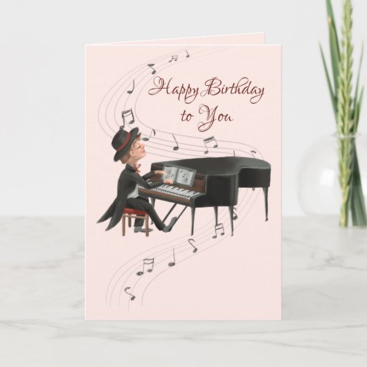 Happy Birthday Piano Man Singt zu seiner Ehefrau Karte (Vorderseite)