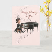 Happy Birthday Piano Man Singt zu seiner Ehefrau Karte (Gelbe Blume)
