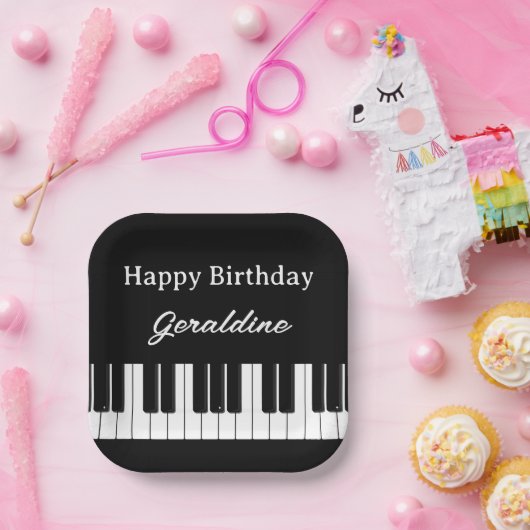 Happy Birthday Piano Player Personalised Pappteller (Party)