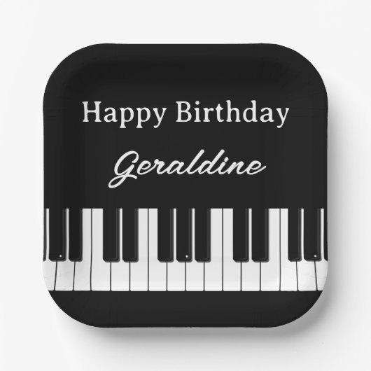 Happy Birthday Piano Player Personalised Pappteller (Vorderseite)