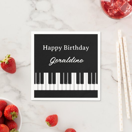 Happy Birthday Piano Player Personalised Serviette (Beispiel)