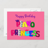 Happy Birthday Piano Princess Postkarte (Vorne/Hinten)