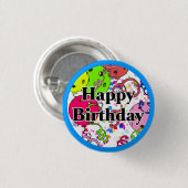 Happy Birthday Pickleball Balloons Confetti White Button (Vorne & Hinten)