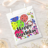 Happy Birthday Pickleball Balloons Confetti White Geschenktütchen (Ausgeschnitten)