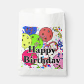 Happy Birthday Pickleball Balloons Confetti White Geschenktütchen (Vorderseite)