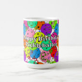 Happy Birthday Pickleball Balloons Confetti White Kaffeetasse (Mittel)