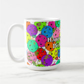 Happy Birthday Pickleball Balloons Confetti White Kaffeetasse (Links)