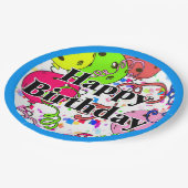 Happy Birthday Pickleball Balloons Confetti White Pappteller (Schrägansicht)