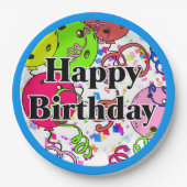 Happy Birthday Pickleball Balloons Confetti White Pappteller (Vorderseite)