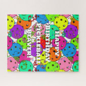 Happy Birthday Pickleball Balloons Confetti White Puzzle (Horizontal)
