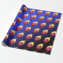 Happy Birthday Pickleball Paddle on Fire Geschenkpapier