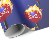 Happy Birthday Pickleball Paddle on Fire Geschenkpapier (Rolleneckpunkt)