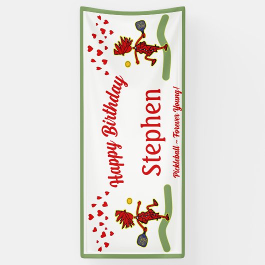 Happy Birthday Pickleball Theme Banner (Vertikal)