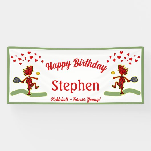 Happy Birthday Pickleball Theme Banner (Horizontal)