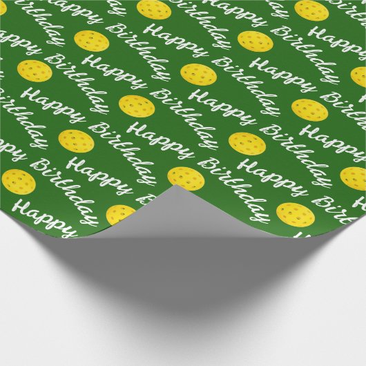 Happy Birthday Pickleballs auf Green Geschenkpapier (Ecke)