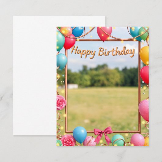 Happy Birthday Picture Frame Card Design (Vorne/Hinten)