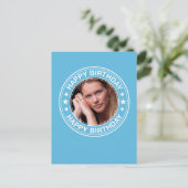 Happy Birthday Picture Frame in Blue Postkarte (Stehend Vorderseite)