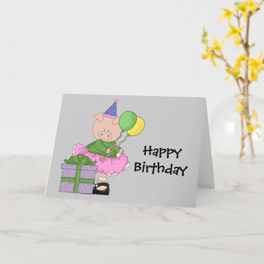 Happy Birthday Pig Karte (Gelbe Blume)