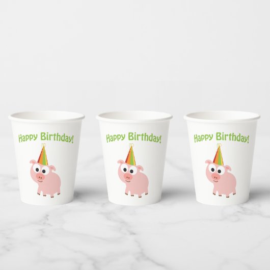 Happy Birthday Pig Paper Cup Pappbecher (Multi)